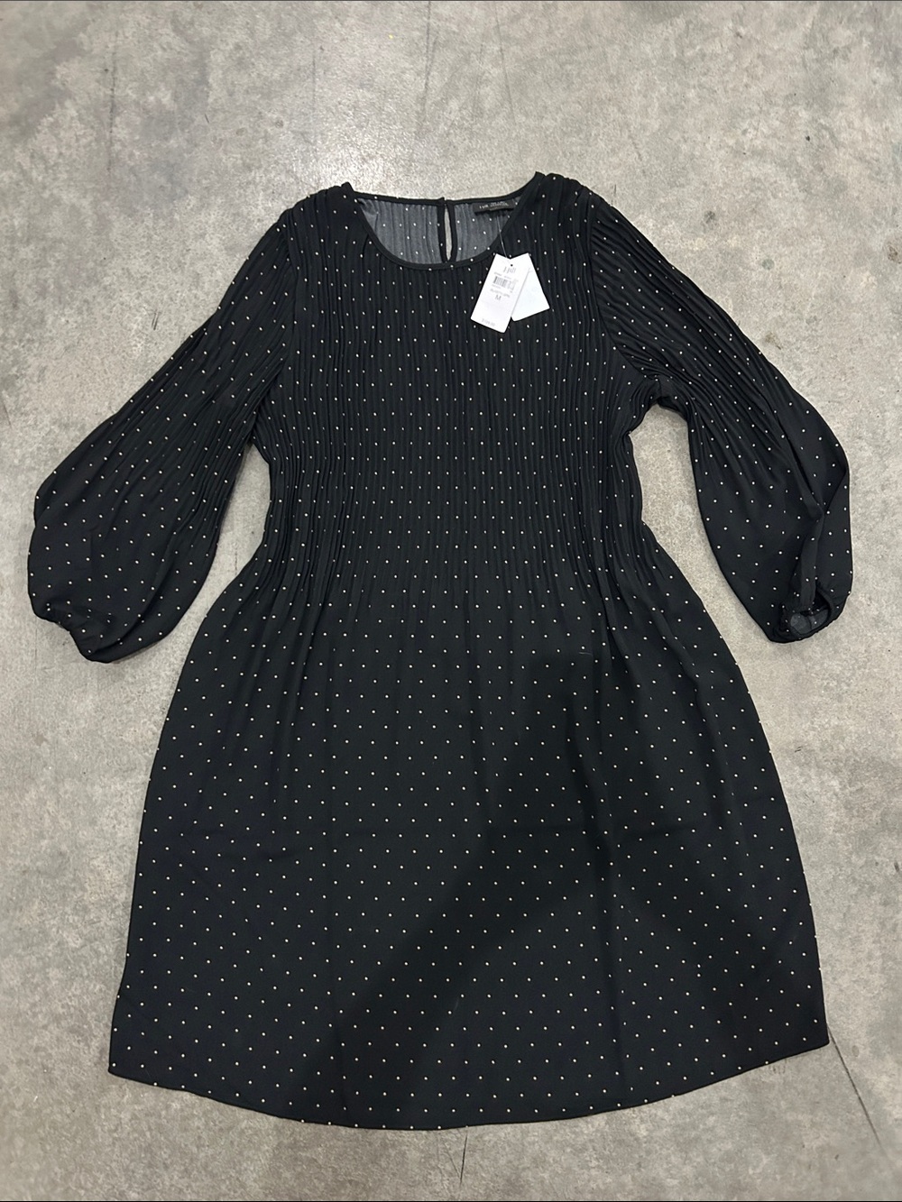 NWT J.Jill Wearever Black Gold Dot Pleated Midi Dress M $139